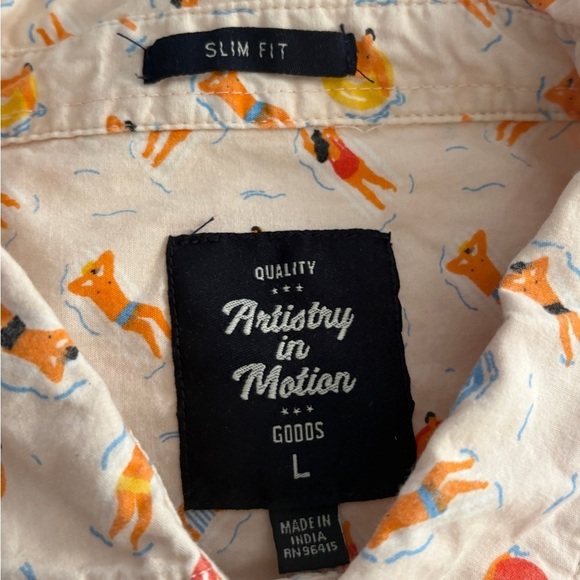 Artistry in Motion Shirt Mens L Button Down Pink Swimming Pool Party Tubing Fun - Picture 9 of 11